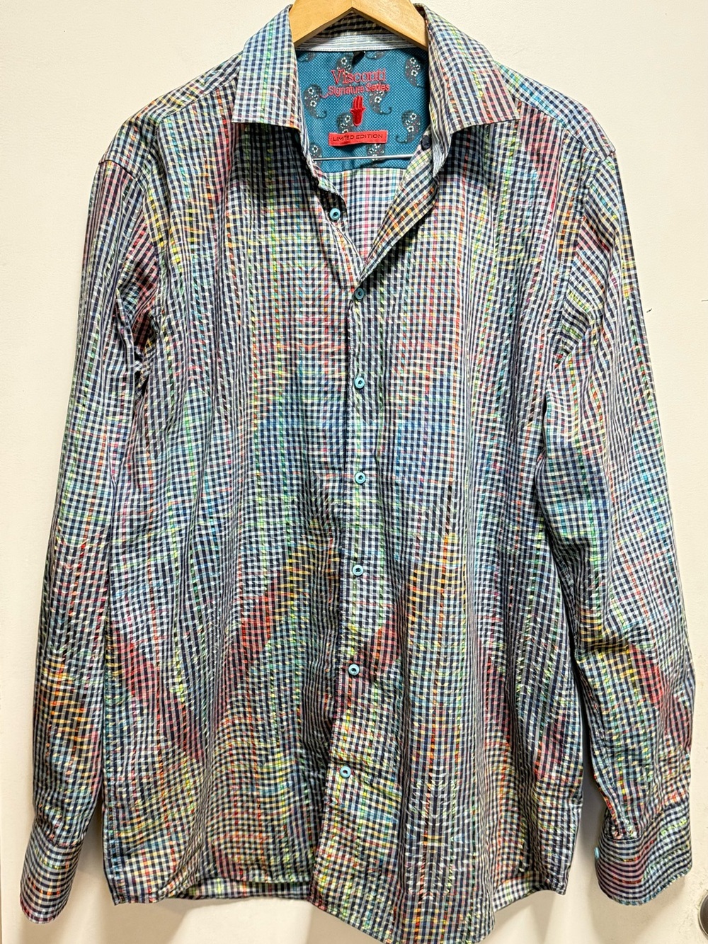 Visconti Multicolor Checked Long-Sleeve Button-Down Shirt
